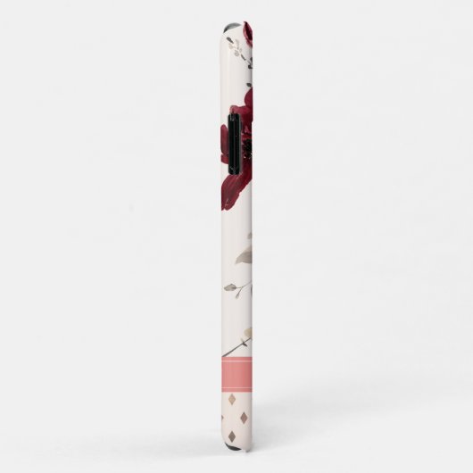 Burgundy Blush Pink Floral Name Case-Mate iPhone Case (Achterkant/rechts)