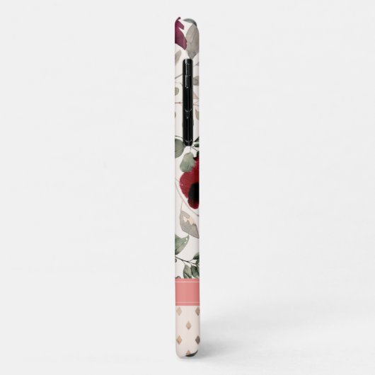Burgundy Blush Pink Floral Name Case-Mate iPhone Case (Achterkant/links)