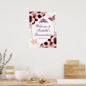 Burgundy Blush Pink Floral Quinceanera Poster (Keuken)