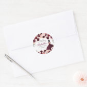 Burgundy Blush Pink Floral Quinceanera Ronde Sticker (Envelop)