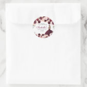 Burgundy Blush Pink Floral Quinceanera Ronde Sticker (Tas)