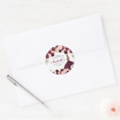 Burgundy Blush Pink Floral Quinceanera Ronde Sticker (Envelop)