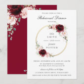 Burgundy Blush Pink Floral Rehearsal Dinner Kaart (Voorkant / Achterkant)