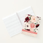 Burgundy Blush Pink Floral Waterverf Name Notitieboek (Binnen)