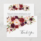 Burgundy Blush Pink Floral Weddenschap Hartelijk d Bedankkaart (Voorkant / Achterkant)