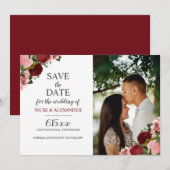 Burgundy Blush Pink Floral Weddenschap Save Date Kaart (Voorkant / Achterkant)