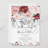 Burgundy Blush Pink Floral Wedding Kaart (Voorkant)