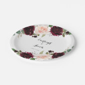 Burgundy Blush Pink Floral Wedding Papieren Bordje (Gekanteld)