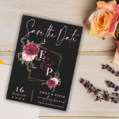 Burgundy Blush Pink Floral Wedding Save the Date Magnetische Uitnodiging