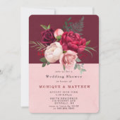 Burgundy Blush Pink Floral Wedding Shower Invites (Voorkant)
