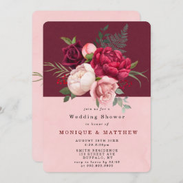 Burgundy Blush Pink Floral Wedding Shower Invites