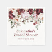 Burgundy Blush Pink Flowers Bridal Shower Servet (Voorkant)