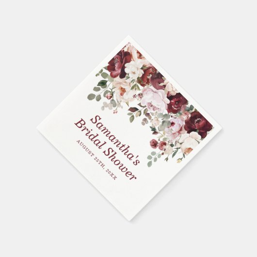 Burgundy Blush Pink Flowers Bridal Shower Servet (Hoek)