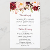 Burgundy Blush Pink Garden Floral Wedding Programm (Voorkant)