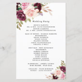 Burgundy Blush Pink Gold Floral Wedding Programs (Achterkant)