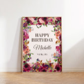 Burgundy Blush Pink Happy Birthday Party Poster