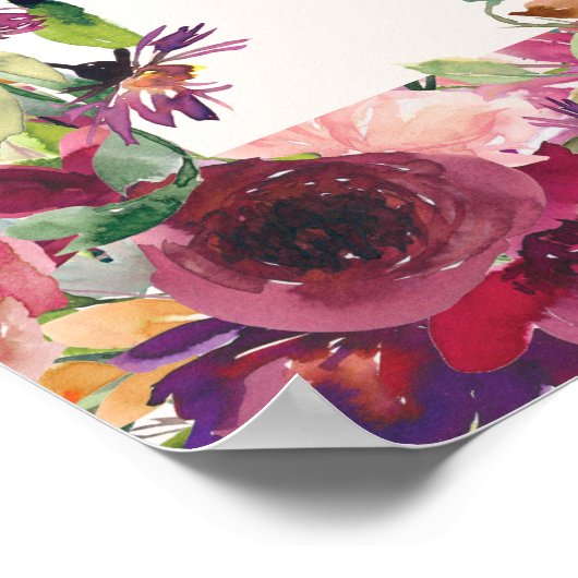 Burgundy Blush Pink Happy Birthday Party Poster (Hoek)