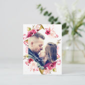 Burgundy & Blush Pink Hexagon Save the Date Photo (Staand voorkant)