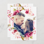 Burgundy & Blush Pink Hexagon Save the Date Photo (Voorkant / Achterkant)