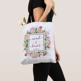 Burgundy Blush Pink Maid of Honor Wedding Tote Bag