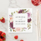 Burgundy Blush Pink Peach Gold Floral Boho Wedding Servet (Insitu)