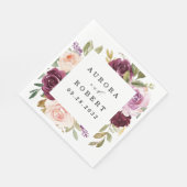 Burgundy Blush Pink Peach Gold Floral Boho Wedding Servet (Hoek)