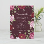 Burgundy Blush Pink Red Roses Weddenschap (Staand voorkant)