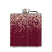 Burgundy Blush Pink Rose Gold Glitter Monogram Heupfles (Achterkant)