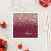 Burgundy Blush Pink Rose Gold Glitter Monogram Servet (Insitu)
