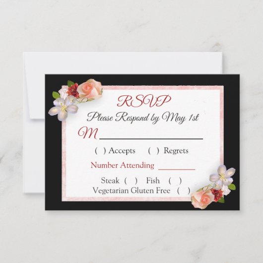 Burgundy Blush Pink Rose Gold Weddenschap RSVP-kaa RSVP Kaartje (Voorkant)