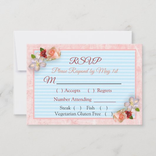 Burgundy Blush Pink Rose Gold Weddenschap RSVP-kaa RSVP Kaartje (Voorkant)