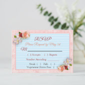 Burgundy Blush Pink Rose Gold Weddenschap RSVP-kaa RSVP Kaartje (Staand voorkant)