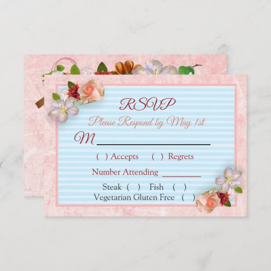 Burgundy Blush Pink Rose Gold Weddenschap RSVP-kaa RSVP Kaartje (Voorkant / Achterkant)