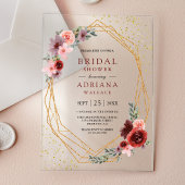 Burgundy Blush Pink Roses Geometric Bridal Shower  Acryl Uitnodigingen