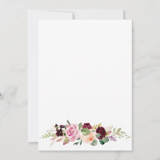 Burgundy Blush Pink Script Surprise Birthday Party Kaart (Achterkant)