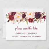 Burgundy Blush Pink Wedding Save the Date (Voorkant)