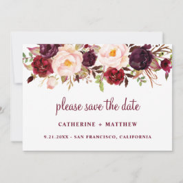 Burgundy Blush Pink Wedding Save the Date