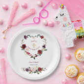 Burgundy Blush Plum Bloemenmeisje Bevestiging Papieren Bordje (Feest)