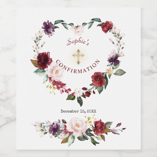 Burgundy Blush Plum Bloemenmeisje Bevestiging Wijn Etiket (Enkel label)