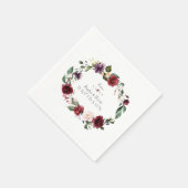 Burgundy Blush Plum Flowers Wreath Wedding Servet (Hoek)