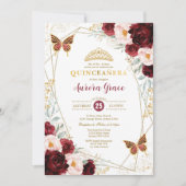 Burgundy Blush Quinceañera Butterflies Geometric Kaart (Voorkant)