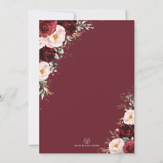 Burgundy Blush Quinceañera Butterflies Geometric Kaart (Achterkant)