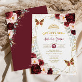 Burgundy Blush Quinceañera Butterflies Geometric Kaart