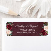 Burgundy Blush Red Waterverf Floral Etiket (Insitu)