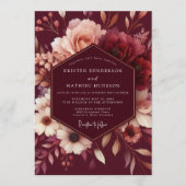 Burgundy Blush Romantic Wedding Kaart (Voorkant)