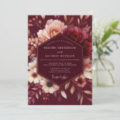 Burgundy Blush Romantic Wedding Kaart (Staand voorkant)
