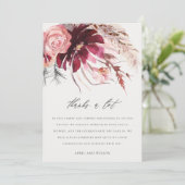 Burgundy Blush Roos Floral Pampas Grass Wedding Bedankkaart (Staand voorkant)