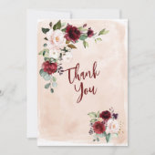 Burgundy Blush Roos Weduwfoto Hartelijk dank Kaart (Voorkant)