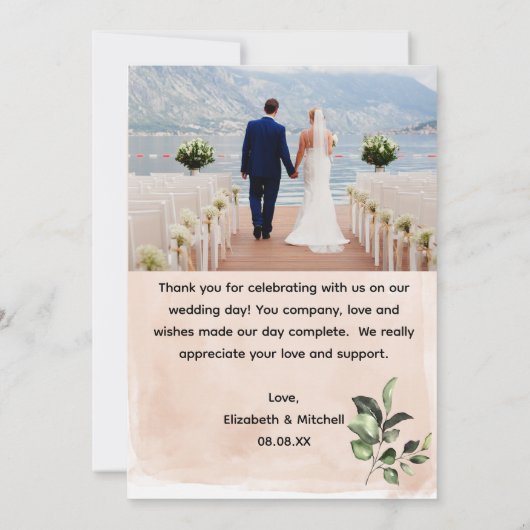 Burgundy Blush Roos Weduwfoto Hartelijk dank Kaart (Achterkant)