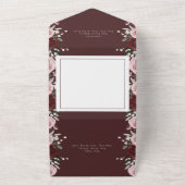 Burgundy Blush Roses Floral QR Code Weddenschap All In One Uitnodiging (Buitenkant)